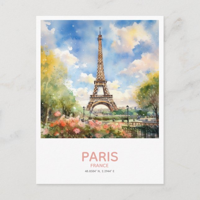 Eiffel Tower in Spring Save the Date Postcard (Front)