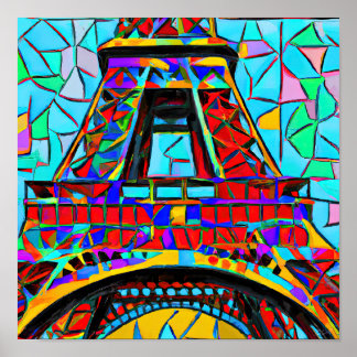 Eiffel Tower in the style of Robert Delaunay. Poster