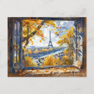 Eiffel Tower in Watercolor Paris France Travel Art Postcard
