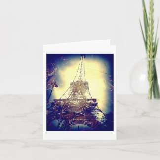 Eiffel Tower, Indigo Blue, Blank Card