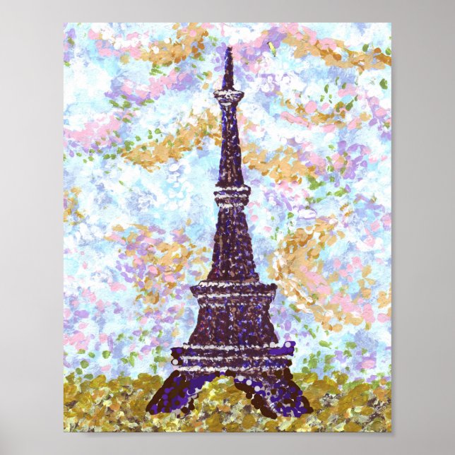 Eiffel Tower inspired landscape pointillism Poster (Front)