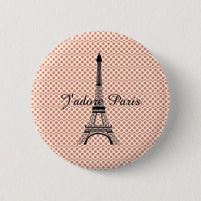 Eiffel tower J'adore Paris 6 Cm Round Badge (Front)