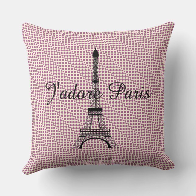 Eiffel tower J'adore Paris Cushion (Back)