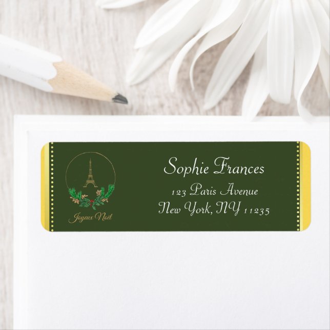 Eiffel Tower Joyeux Noel Label Return Address Label (Insitu)