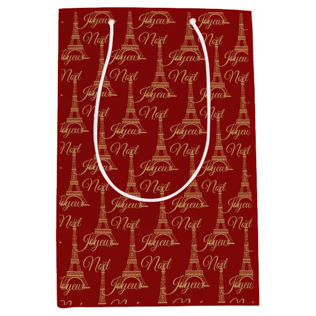 Eiffel Tower Joyeux Noel Medium Gift Bag (Front)