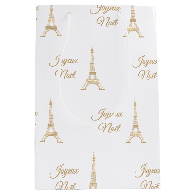 Eiffel Tower Joyeux Noel Medium Gift Bag (Front)
