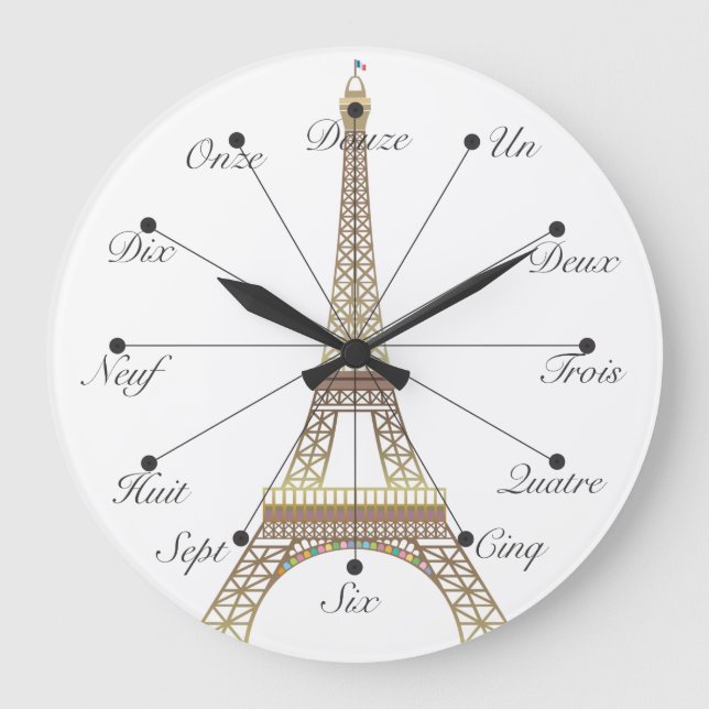 Eiffel Tower Large Wall Clock (Front)