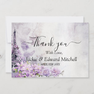 Eiffel Tower Lavender Romance Wedding Thank You Card