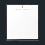 Eiffel Tower Logo Black Frame Notepad<br><div class="desc">Trendy Eiffel Tower logo design in black with black frame,  personalised with name,  notepad.  Text font style and colour can be customised.</div>