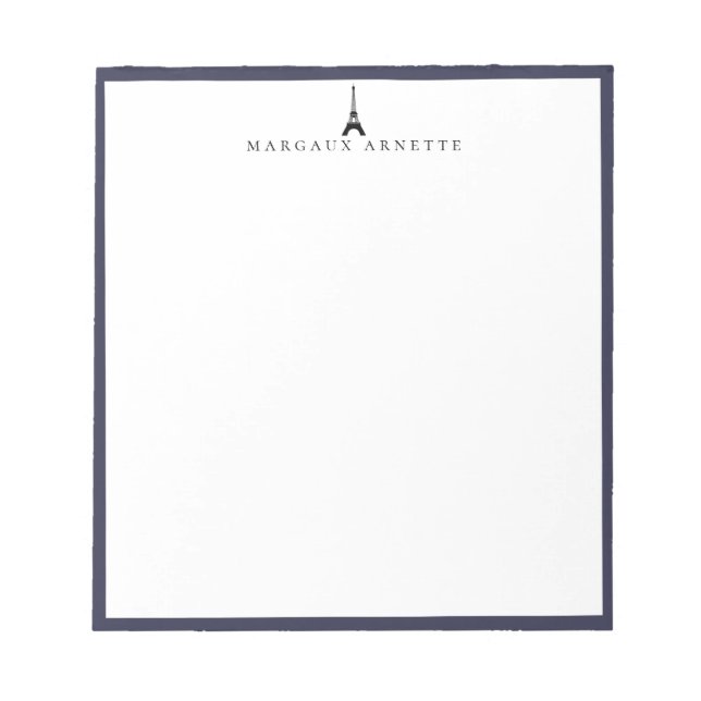 Eiffel Tower Logo Blue Frame Notepad (Front)