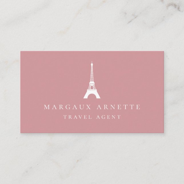 Eiffel Tower Logo Blush Business Card (Front)