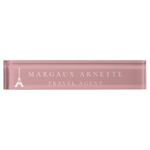 Eiffel Tower Logo Pink Nameplate