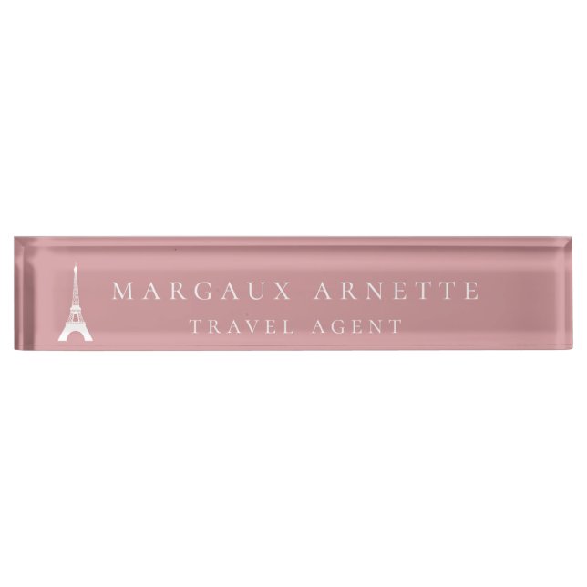 Eiffel Tower Logo Pink Nameplate (Front)