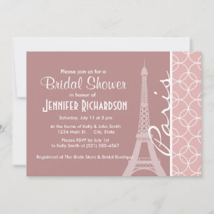 Eiffel Tower; Mauve Circles Invitation