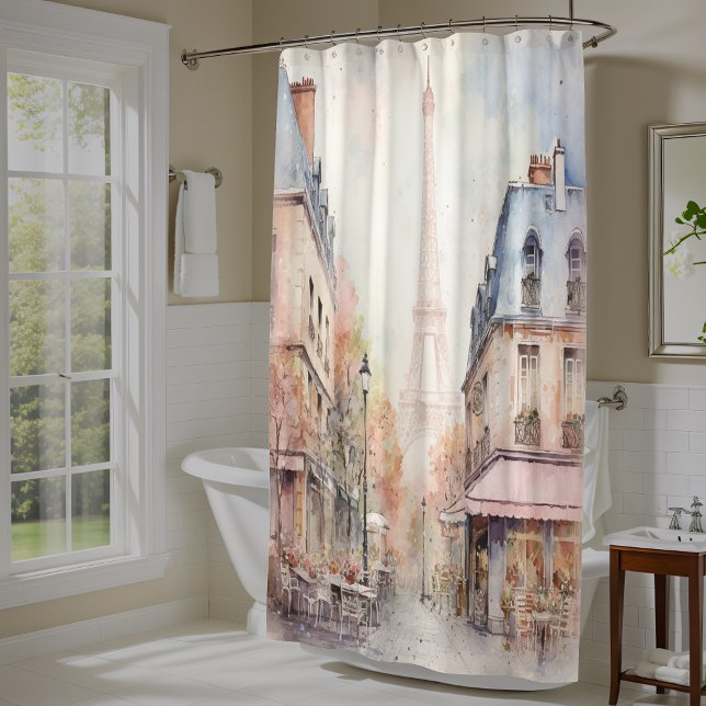 Eiffel Tower Misty Autumn Day Paris  Shower Curtain (Creator Uploaded)