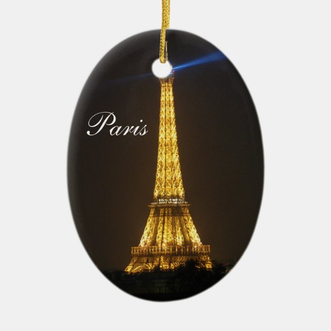 Eiffel Tower night Ceramic Ornament (Front)