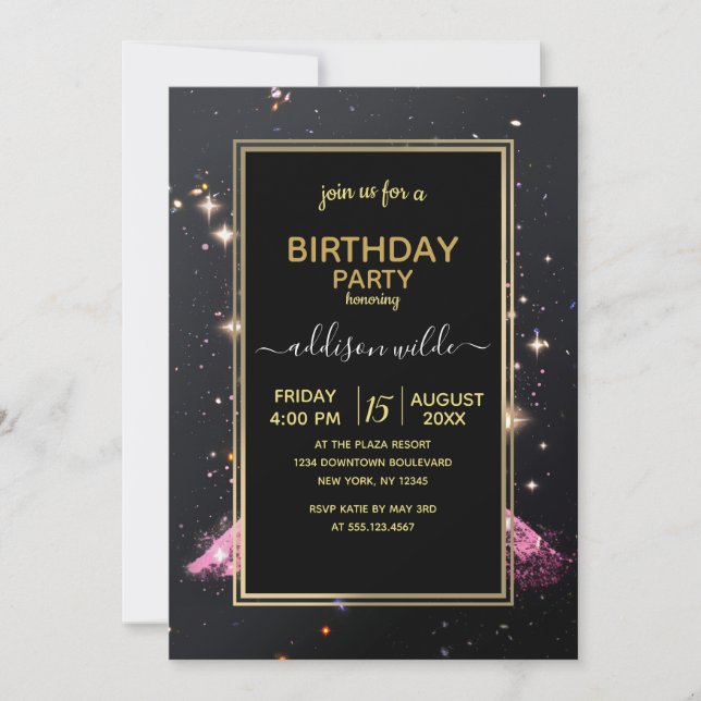 Eiffel Tower Night Moon           Invitation (Front)