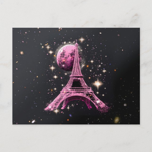 Eiffel Tower Night Moon           Postcard (Front)