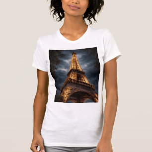 Eiffel Tower Night Paris Art – Romantic City Light T-Shirt
