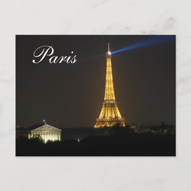 Eiffel Tower night Postcard (Front)