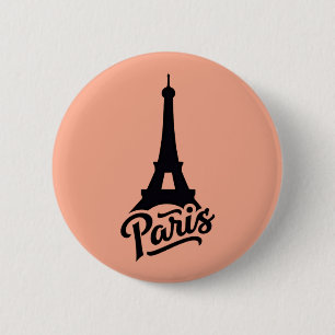 Eiffel Tower of Paris (France) black 6 Cm Round Badge