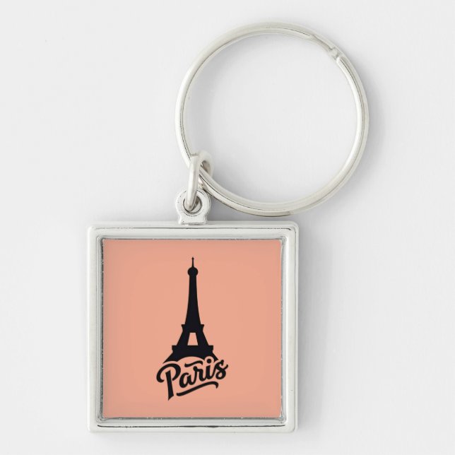 Eiffel Tower of Paris (France) black Key Ring (Front)