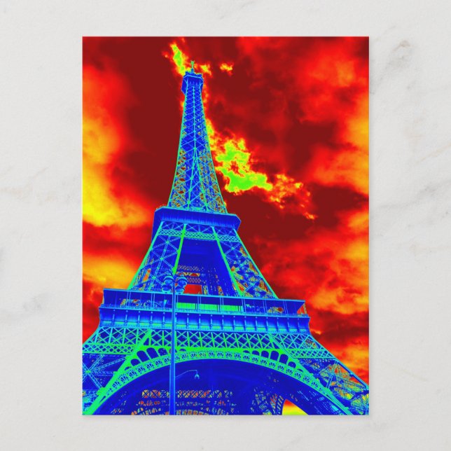 eiffel tower on fire postcard (Front)