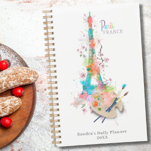 Eiffel Tower Paint Splatter Print Daily Planner