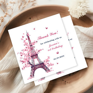  Eiffel Tower Paris 1st Birthday Party Napkin