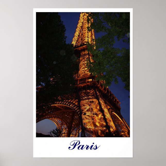 Eiffel Tower, Paris at Night Poster (Front)