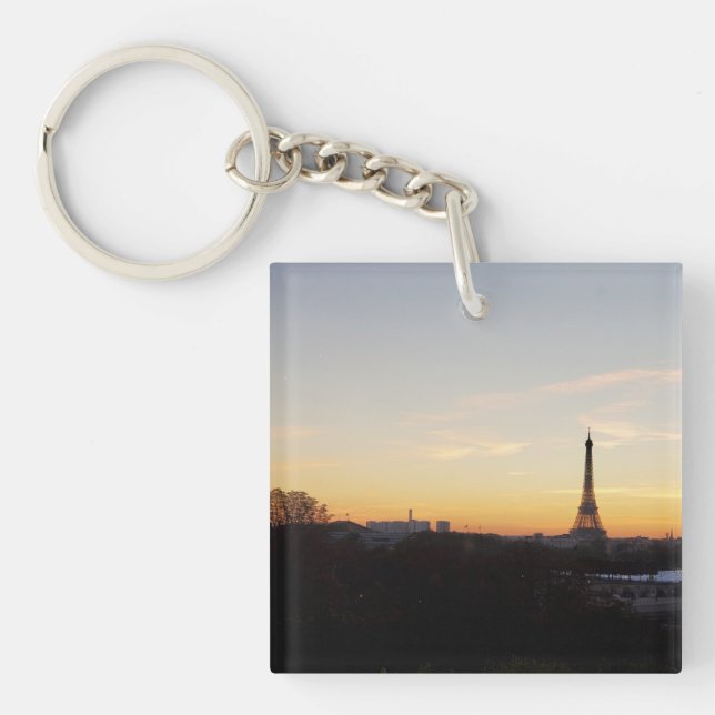 Eiffel Tower Paris at Sunset Key Ring (Front)