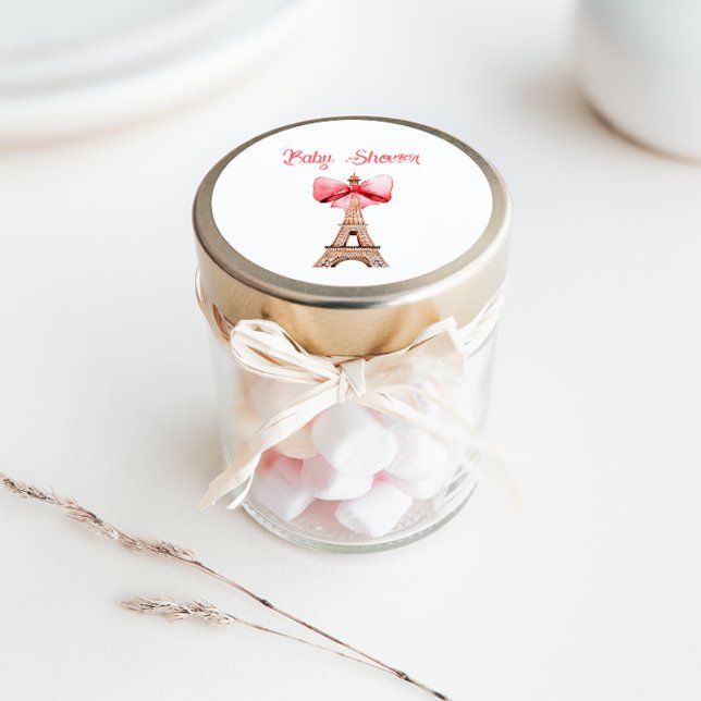 Eiffel Tower Paris Baby Shower Classic Round Sticker (Creator Uploaded)
