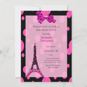 Eiffel Tower Paris  Birthday Invitations