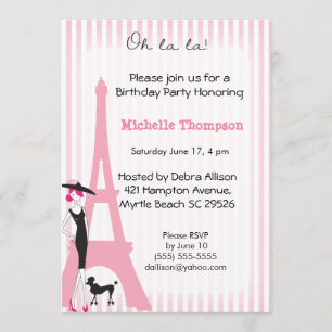 Eiffel Tower Paris  Birthday Invitations