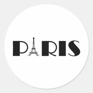 Eiffel Tower Paris Black & White Classic Round Sticker