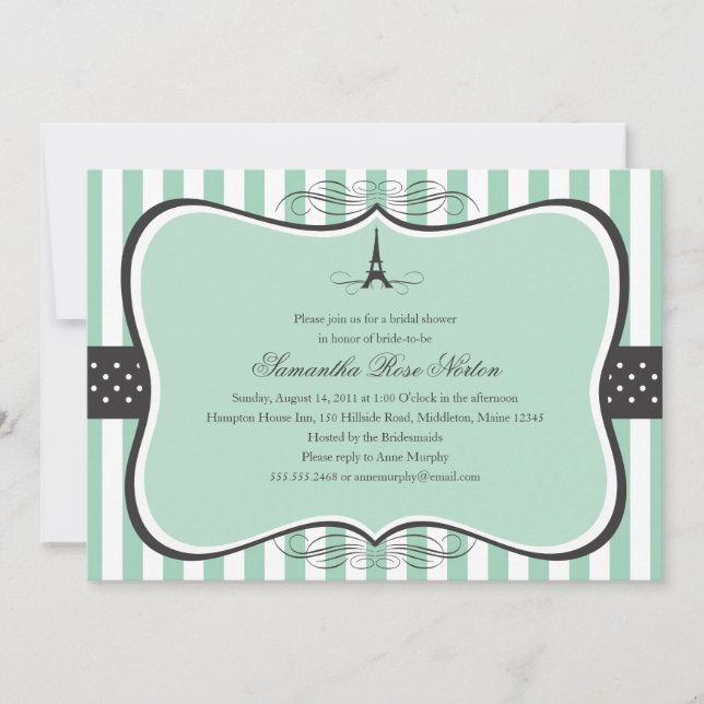 Eiffel Tower Paris Bridal Shower Invitation (Front)