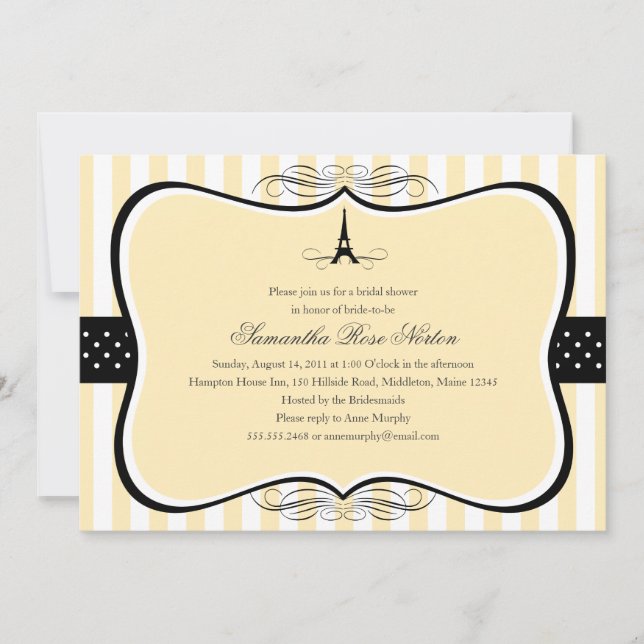 Eiffel Tower Paris Bridal Shower Invitation (Front)