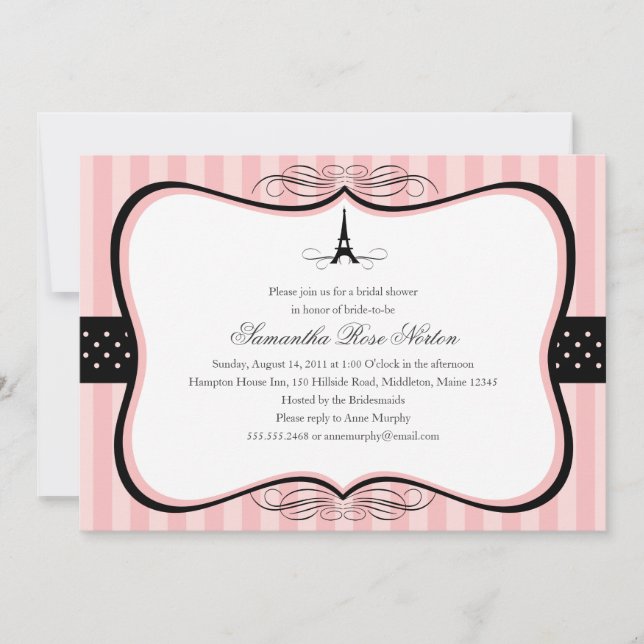 Eiffel Tower Paris Bridal Shower Invitation (Front)