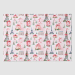 Eiffel Tower, Paris Chic French Pink Christmas Tissue Paper