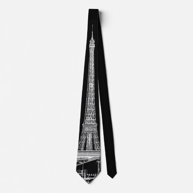 Eiffel Tower Paris Cityscape Sketches Men's Tie (Front)