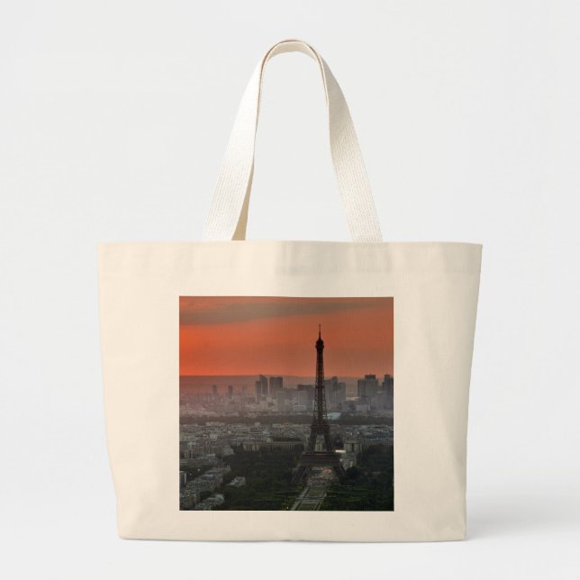 Eiffel Tower Paris Europe Travel Large Tote Bag (Front)