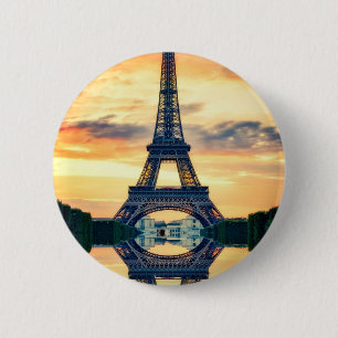 Eiffel Tower Paris Evening European Travel 6 Cm Round Badge