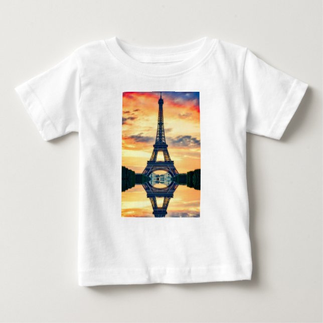 Eiffel Tower Paris Evening European Travel Baby T-Shirt (Front)