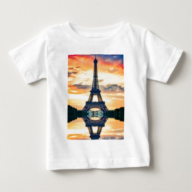 Eiffel Tower Paris Evening European Travel Baby T-Shirt (Front)