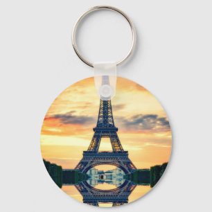 Eiffel Tower Paris Evening European Travel Key Ring