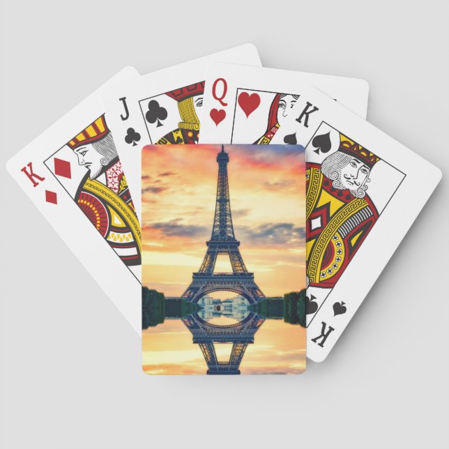 Eiffel Tower Paris Evening European Travel Playing Cards (Back)