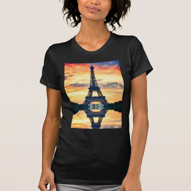 Eiffel Tower Paris Evening European Travel T-Shirt (Front)