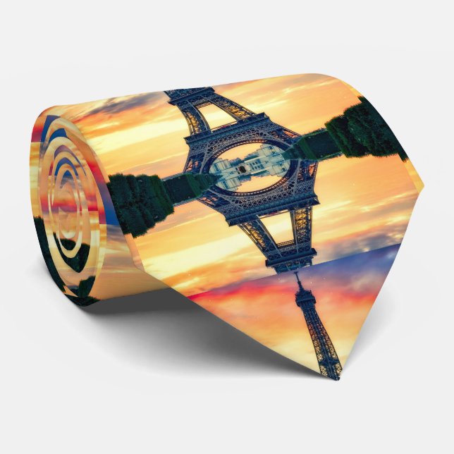 Eiffel Tower Paris Evening European Travel Tie (Rolled)