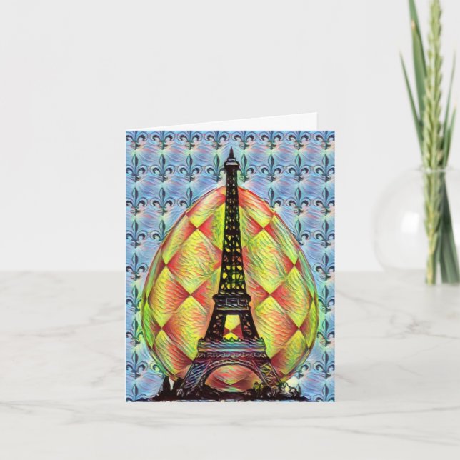Eiffel Tower, Paris Fleur-de-lis Easter Birthday Card (Front)