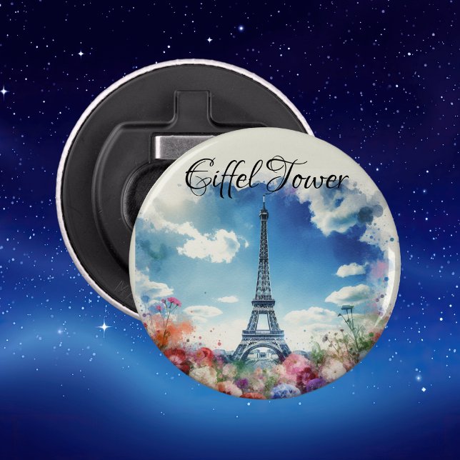 Eiffel Tower Paris Floral Monogram | Bottle Opener (Creator Uploaded)